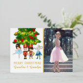 オーダーメイドのくるみ割り人形バレエクリスマス 箔シーズンカード (立ち正面)