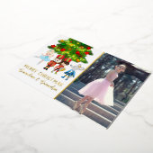 オーダーメイドのくるみ割り人形バレエクリスマス 箔シーズンカード (回転した状態)