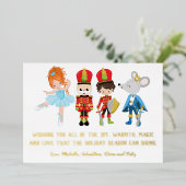オーダーメイドのくるみ割り人形バレエクリスマス 箔シーズンカード (立ち正面)