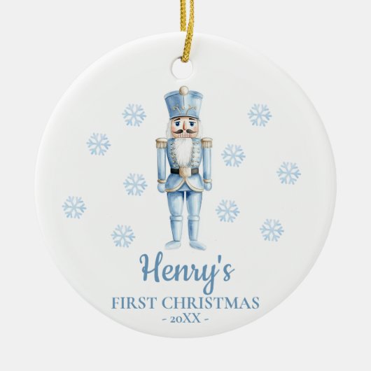 オーダーメイドのくるみ割り人形 赤ちゃんの初めてのクリスマス セラミックオーナメント (正面)