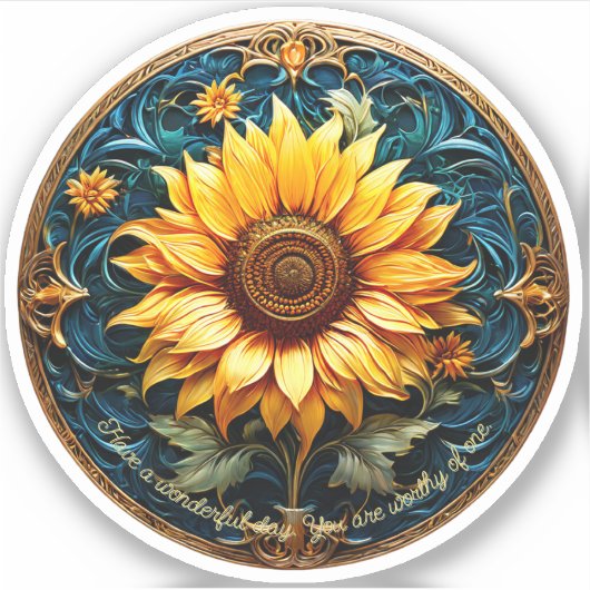 オーダーメイドのひまわり インスピレーションステッカー シール (正面)
