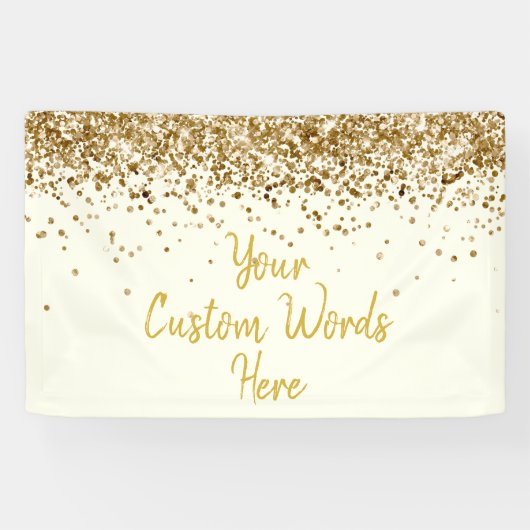 オーダーメイドのアイボリーゴールドの誕生日パーティー写真撮影小道具 横断幕 (横)