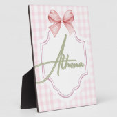 オーダーメイドのアテナ ベビーガール ぬりやく バー＆ギンガム フォトプラーク (側面)