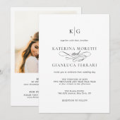 オーダーメイドのアルファベット1文字　結婚式の写真に最適なデザイン 招待状 (正面/裏面)