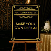 オーダーメイドのアートデコ風ガッツィー 1920年代 ブラック&ゴールド サイン