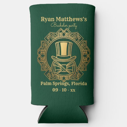 オーダーメイドのアートデコ バチェラーパーティー スリム缶クーラー (正面)