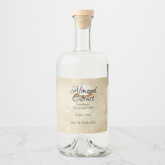 オーダーメイドのアーモンドエキスオイルラベル  -  個別対応 リキュールボトルラベル (正面)