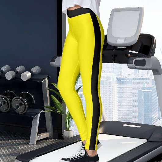 オーダーメイドのイエローとブラックのストライプ レギンス