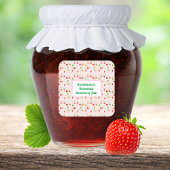 オーダーメイドのイチゴの花模様のジャム瓶ラベル スクエアシール