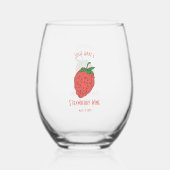 オーダーメイドのイチゴロゴテンプレート ステムなしワイングラス (正面)