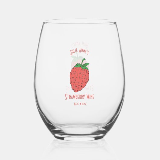 オーダーメイドのイチゴロゴテンプレート ステムなしワイングラス (正面)