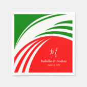 オーダーメイドのイニシャル入りイタリア国旗 スタンダードカクテルナプキン (正面)