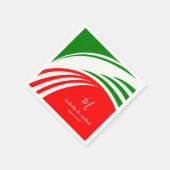 オーダーメイドのイニシャル入りイタリア国旗 スタンダードカクテルナプキン (角)