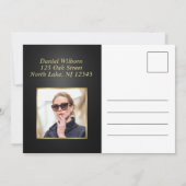 オーダーメイドのイニシャル エレガント ブラック ゴールド ありがとうカード サンキューカード (裏面)