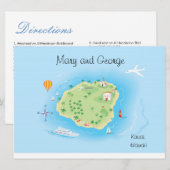 オーダーメイドのイラスト付きウェディングマップ（事前に問い合わせてください） 6.5x8.7 招待状 (正面/裏面)