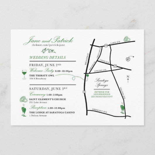 オーダーメイドのウェディングマップ カード - JANEへ (正面)