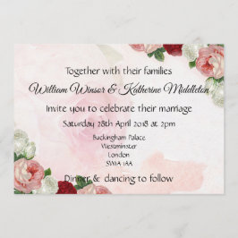 オーダーメイドのウェディング招待状（両面） - ローズ 招待状