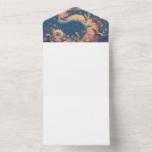 オーダーメイドのウェディング、イベント招待状 | エレガントなデザイン オールインワン招待状 (内側)