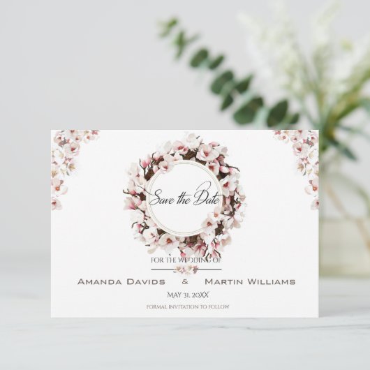 オーダーメイドのウェディング・スプリング・ブルーム・セーブ・ザ・デート セーブザデート (スタンド正面)