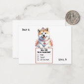 オーダーメイドのウェルシュコーギー子犬バレンタイン ノートカード (正面/裏面インサイチュ)