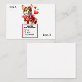 オーダーメイドのウェルシュコーギー子犬バレンタイン ノートカード (正面/裏面)