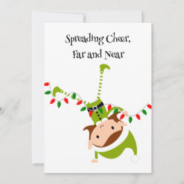 オーダーメイドのウェーブするエルフのQRコード ホリデーグリーティングカード シーズンカード