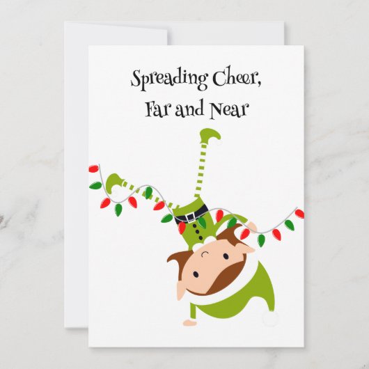 オーダーメイドのウェーブするエルフのQRコード ホリデーグリーティングカード シーズンカード (正面)