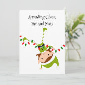 オーダーメイドのウェーブするエルフのQRコード ホリデーグリーティングカード シーズンカード (スタンド正面)