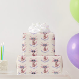 オーダーメイドのウーパールーパー絵本 誕生日パーティー ラッピングペーパー
