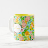 オーダーメイドのカスタムマグカップ、マグ作りの名前のマグカップ、 ツートーンマグカップ (正面左)