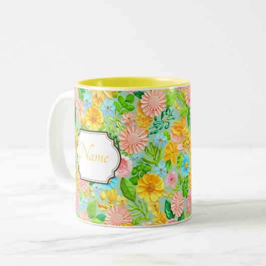 オーダーメイドのカスタムマグカップ、マグ作りの名前のマグカップ、 ツートーンマグカップ (正面左)