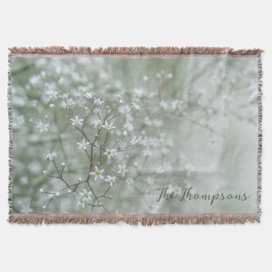 オーダーメイドのカスミソウの花の写真 スローブランケット (正面)
