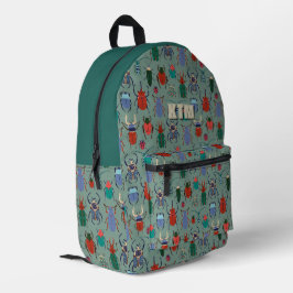 オーダーメイドのカタツムリと昆虫のデザインが可愛い Sage Green のアイテム プリントバックパック
