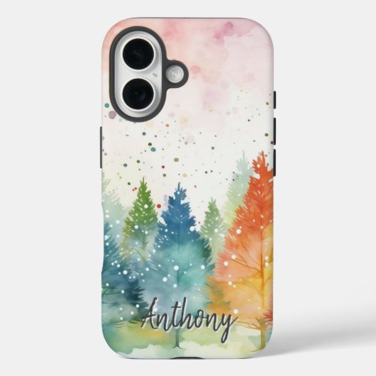 オーダーメイドのカラフルな水彩画の森のスマホケース Case-Mate iPhoneケース (裏面)
