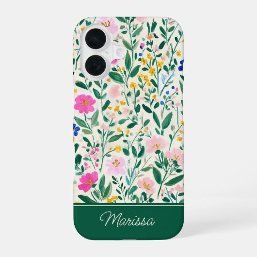 オーダーメイドのカラフルな花柄ガーデンフォンケース iPhone 16ケース (裏面)
