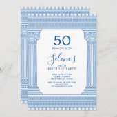 オーダーメイドのカラー ギリシャ神殿 50歳の誕生日パーティー 招待状 (正面/裏面)