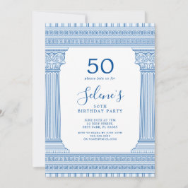 オーダーメイドのカラー ギリシャ神殿 50歳の誕生日パーティー 招待状