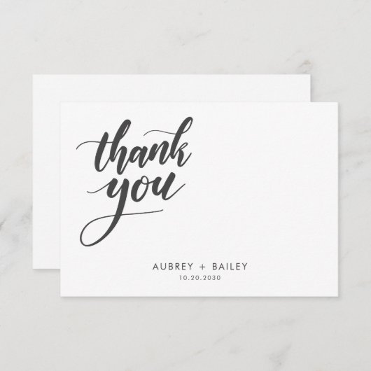オーダーメイドのカリグラフィー結婚式お礼状 サンキューカード (正面/裏面)