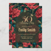 オーダーメイドのカーネーションにインスパイアされた女の子の誕生日 招待状 (正面/裏面)