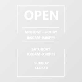 オーダーメイドのガラス窓の営業時間 ビジネス ウィンドウサイン