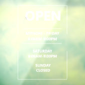 オーダーメイドのガラス窓営業時間ステッカー 商業用 ウィンドウサイン (シート3)