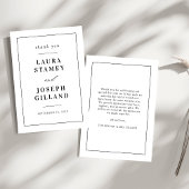 オーダーメイドのクラシックな黒と白の結婚式 サンキューカード