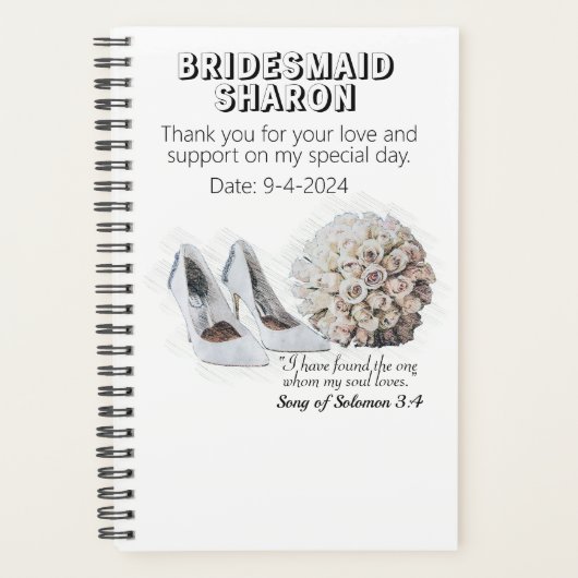 オーダーメイドのクリスチャン信仰のブライズメイドギフト プランナー手帳 (正面)