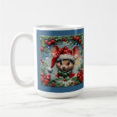 オーダーメイドのクリスマスのねずみの顔出し コーヒーマグカップ (左)
