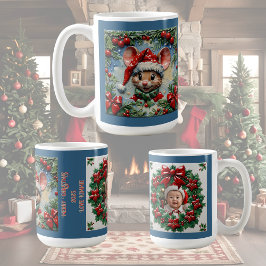 オーダーメイドのクリスマスのねずみの顔出し コーヒーマグカップ