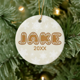 オーダーメイドのクリスマスのジンジャーブレッドクッキーの名前 セラミックオーナメント
