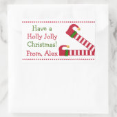 オーダーメイドのクリスマスはホリーで陽気だ 長方形シール (バッグ)