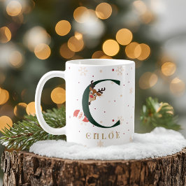 オーダーメイドのクリスマスイニシャルCマグカップ コーヒーマグカップ
