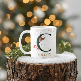 オーダーメイドのクリスマスイニシャルCマグカップ コーヒーマグカップ