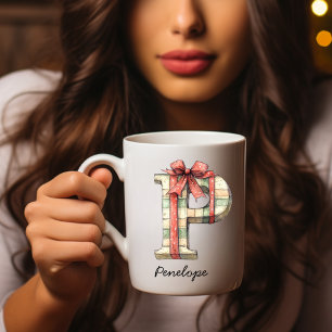 オーダーメイドのクリスマスイニシャルPマグカップ コーヒーマグカップ